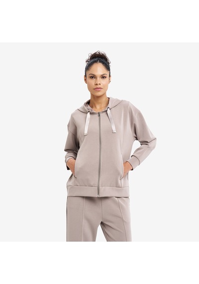 Lescon Bej Kadın Fermuarlı Kapüşonlu Sweatshirt 26n-2103