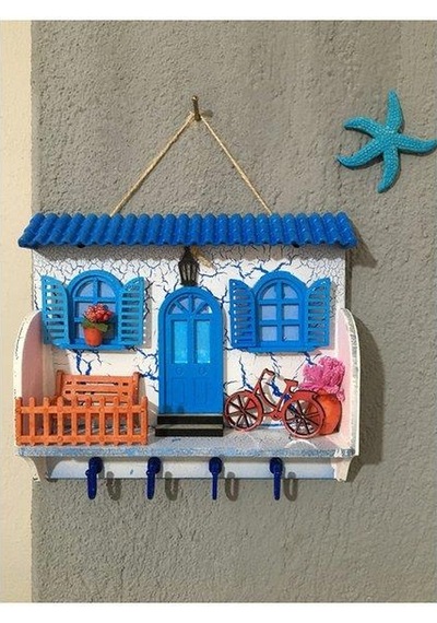 Anahtar Askısı (Alaçatı Ev Ahşap. Bodrum Bisikletli Anahtarlık)