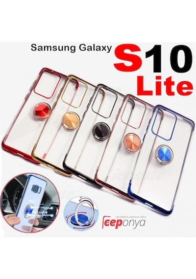 Galaxy S10 Lite Yüzüklü Standli Köseleri Renkli Seffaf Kilif 416307700