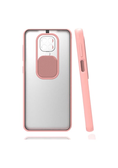 Ekılıf - Xiaomi Redmi Note 9 Pro Uyumlu - Kılıf Slayt Sürgülü Arkası Buzlu Lensi Kapak - Pembe Açık