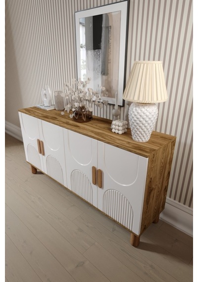 Linea Bohem Konsol 4 Kapaklı Mdf Mebran Kapak 160 Cm Modern Salon Konsolu Aytaşı Ceviz Aytaşı - Çam Linea Bohem Konsol 4 Kapaklı Mdf Mebran Kapak 160 Cm Modern Salon Konsolu Aytaşı Ceviz Aytaşı - Çam