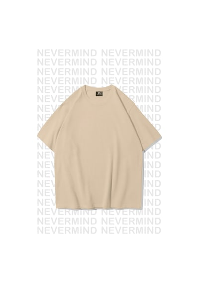 Nevermind Unisex Kadın Erkek Ny-me Özel Tasarım Sırt Baskılı Oversize Tshi Bej
