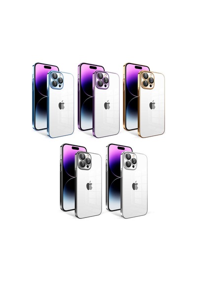 Apple Uyumlu iPhone 14 Pro Max Kılıf Kamera Korumalı Renkli Çerçeveli Zore Garaj Kapak Koyu Mor