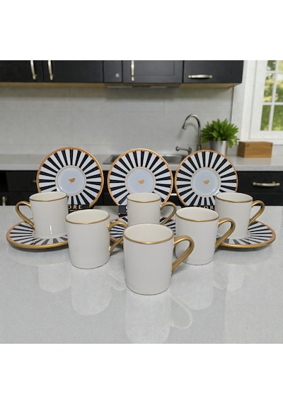 Sudedi Home Black Line 6 Kişilik Kahve Fincanı Takımı - 90 Ml Çok Renkli