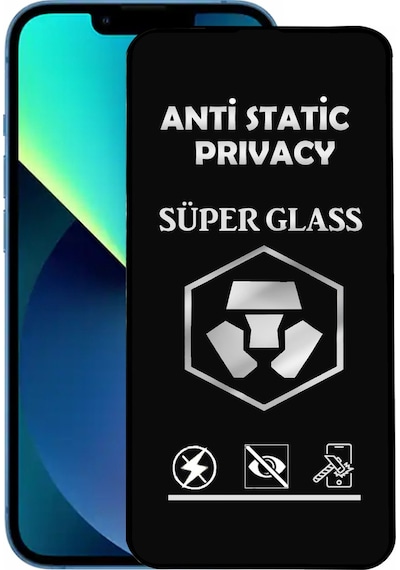 Apple Uyumlu   iPhone 13 Tam Kaplayan Anti Statik Hayalet Süper Temperli Cam Ekran Koruyucu