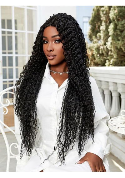 Afro Dalga Fiber Sentetik Tül Peruk - Siyah Çok Renkli