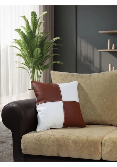 Premium Dekoratif Taba Beyaz Deri Kırlent Kılıfı/ev Ve Ofis Için Gerçek Deri 45x45cm Kırlent Kılıfı Çok Renkli
