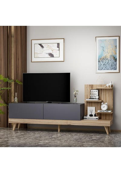 Dizayn Raflı Tv Ünitesi Antrasit Antrasit
