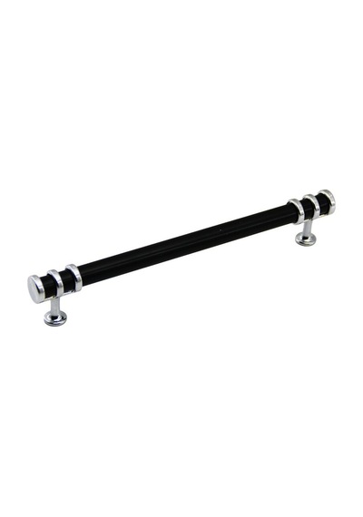 İbico-956 Boru Çekmece Kulp 16cm Yüzük Krom Kulp Siyah - 10'li Paket Krom - Siyah