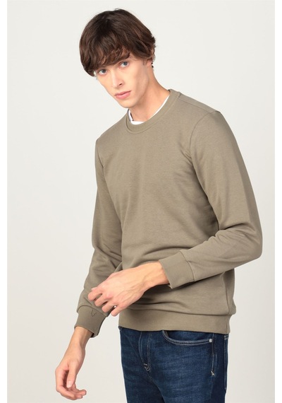 Tudors Bisiklet Yaka Basıc Unisex Sweatshirt Yeşil