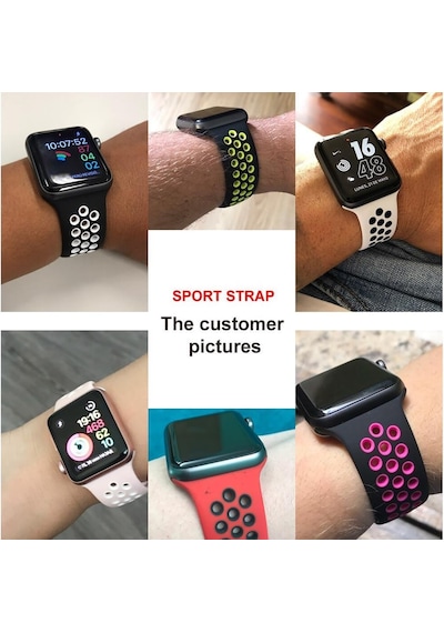 Apple Uyumlu  Watch Kordon 42 44 45 MM 2 3 4 5 6 7 Spor Silikon Kordon