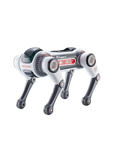 Uzaktan Kumandalı Yapay Zekâ Ses Kontrollü Akrobatik Robot Köpek Oyuncak-1749 Gri - Siyah