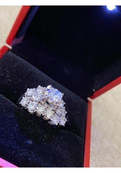 Delfince 2.35 Karat Pırlanta Tektaş Fantezi İkili Yüzük