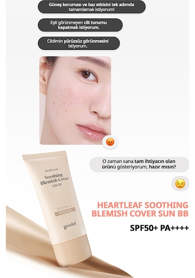Hassas Ciltlere Uygun Kapatıcı Bb Krem Goodal Heartleaf Soothing Blemish Cover Sun Bb Spf50+ Neutral Beige
