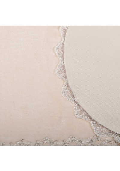 Bonny Home Venüs Krem 3'lü Dantelli Banyo Paspası Seti Çeyizlik Krem