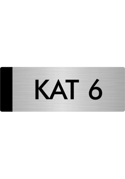 Metal Yönlendirme Levhası, Departman Kapı Isimliği Kat 6 10x20 Cm Gümüş Renk