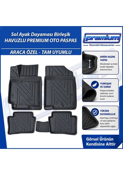 Hyundai Accent Blue Paspas Araca Özel 2011 - 2018 Arası İçin Derin Havuzlu Premium Oto Paspas