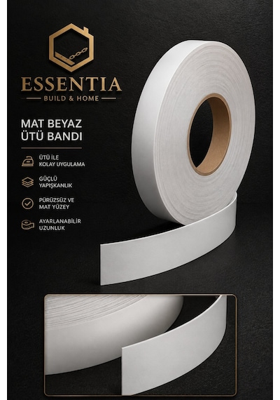 Mobilya Kenar Bant 20 Mm X 50 Metre Mat Beyaz Ütü Bantı Melamin Kenar Bandı