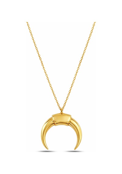 Çekirdekjewelry Minimal Gold Renk Boynuz Kolye Şık Ve Modern Kadın Kolyesi 925 Ayar Gümüş Sarı