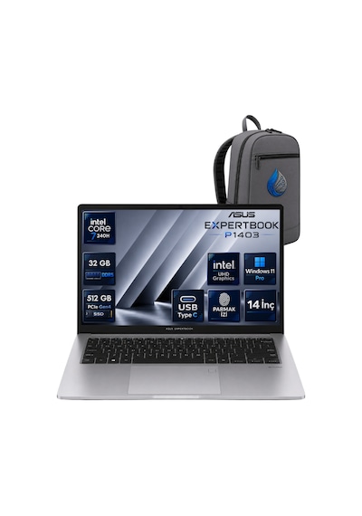 Asus Expertbook P1 P1403CVA-C716512G0DRNP13 Core 7-240H 32 GB 512 GB SSD 14'' FHD W11P Dizüstü Bilgisayar