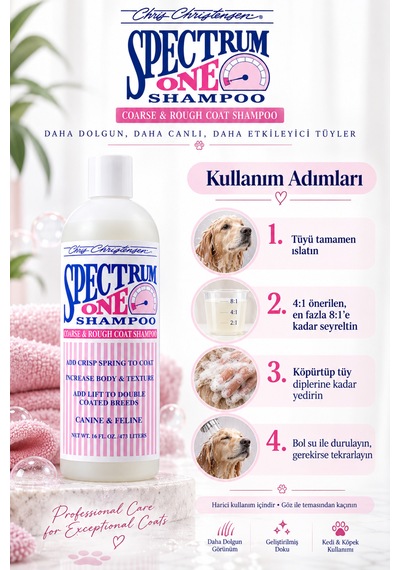Chris Christensen Sp One 8:1 Konsantre Kaba Ve Yıpranmış Kürkler İçin Kedi Köpek Şampuanı 473 Ml