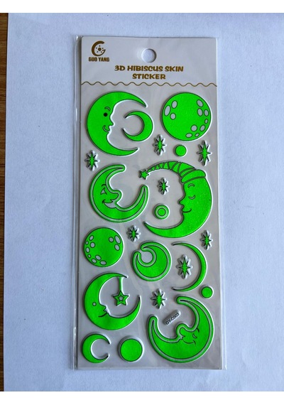 Uykucu Ay Karanlıkta Parlayan Yapışkanlı Fosforlu Sticker Oda Süsü