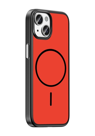 Maks Technology iPhone Uyumlu 15 Kılıf M-safe Şarj Özellikli Mkst Lora Pc Kapak - Kırmızı-gri Kırmızı - Gri