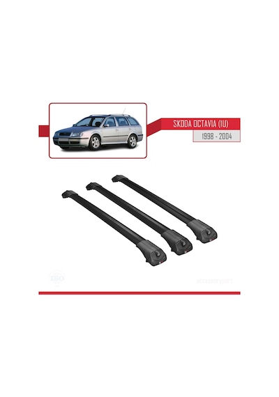 Skoda Octavia 1u 1998-2004 Arası İle Uyumlu Ace-1 Ara Atkı Tavan Barı Siyah 3 Adet Bar