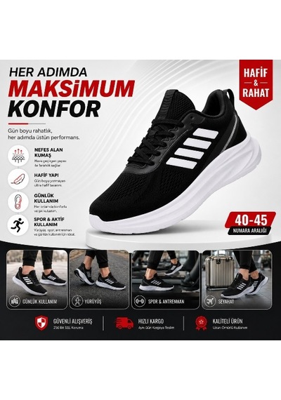 Erkek Sneaker Ayakkabı Siyah 40-45 1091 Sıyah