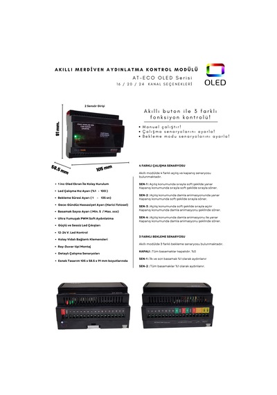 Akıllı Merdiven At-eco Oled Serisi 20 Kanal Modül + 2 Adet Lazer