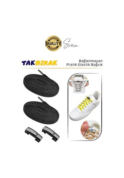 Yeni Mıknatıslı Metal Tak Bırak Elastik Siyah Akıllı Kilitli Bağcık Spor Ayakkabı Bağcığı 100 Cm Çok Renkli