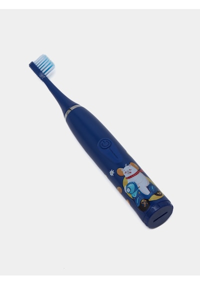 Sonic Pille Çalışan Karikatür Desenli Diş Fırçası 6 Yedek Başlık Su Geçirmez Yumuşak Fırça Lacivert