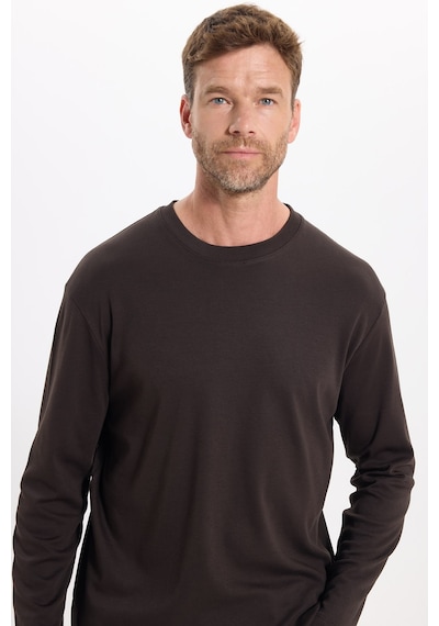 Tudors Unisex Relax Fit Rahat Kesim %100 Pamuk Uzun Kollu Bisiklet Yaka Kahverengi Basic Tişört-51284 Tudors Unisex Relax Fit Rahat Kesim %100 Pamuk Uzun Kollu Bisiklet Yaka Kahverengi Basic Tişört-51284