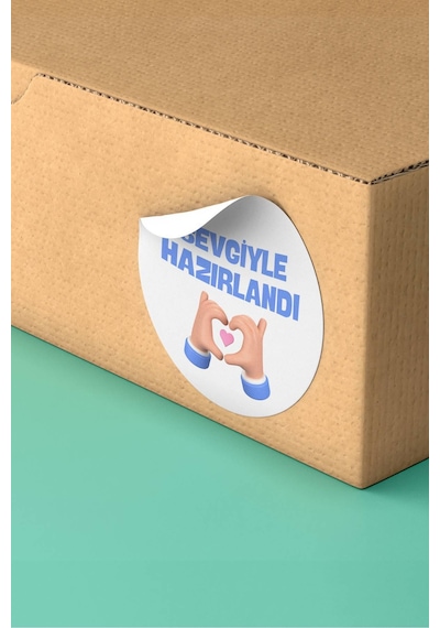 Sevgiyle Hazırlandı Kalp Eller Sticker 3x3cm St2270 Çok Renkli