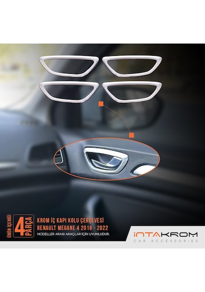 Renault Megane 4 Krom İç Kapı Kolu Çerçevesi 4 Parça 2016 - 2022 Ve Üzeri Hb-sd