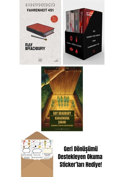 Fahrenheit 451 70. Yıl Özel Baskısı + Kara Dörtleme Kutu Set 4 Kitap + Karahindiba Şarabı