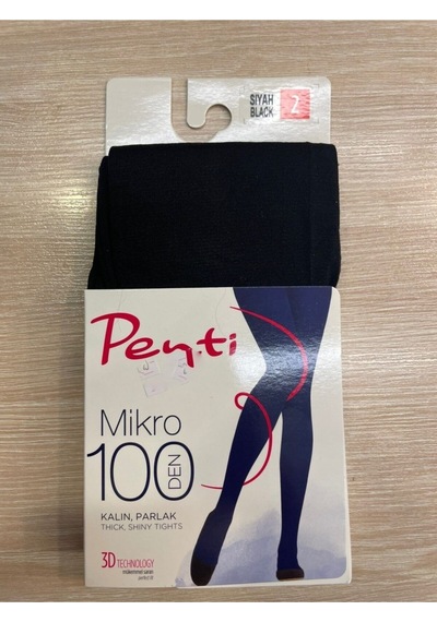 Penti Mikro 100den Siyah Kalın Parlak Külotlu Çorap Yeni Sezon 001