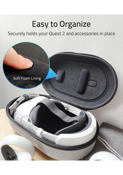 Large Sert Taşıma Çantası Meta Quest 3s/3/oculus 2/pico 4 Uyumlu Gri M42