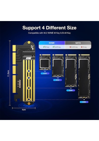 M.2 NVMe (M-Key) to PCI-E 4.0 X16 Soğutuculu Genişletme Kartı