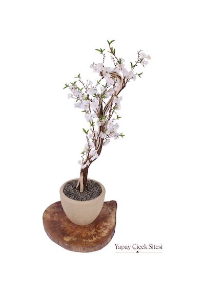 Yapay Çiçek Sitesi Bohem Saksıda Lüks Yapay Sakura Ağacı 125 Cm Beyaz