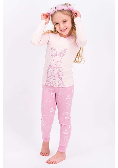 Rolypoly Tozsomon Rabbit Happy Kız Çocuk Pijama Takımı Somon