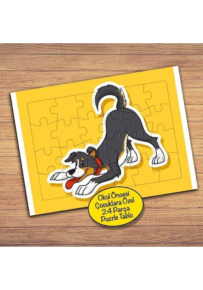 Neşeli Sevimli Köpek Çocuklara Özel Puzzle Yapboz Tablo-169pz