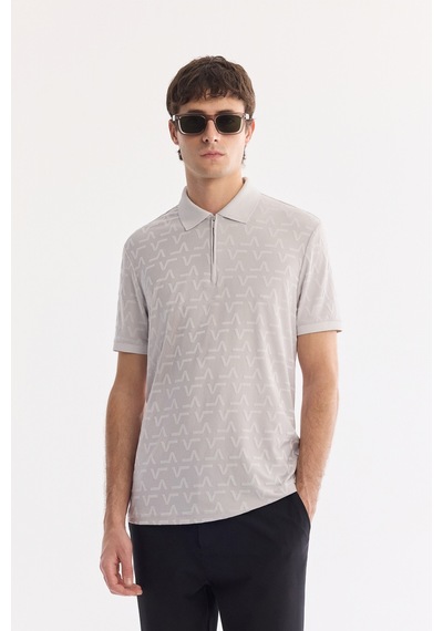 Avva Erkek Gri Kıvrılmaz Polo Yaka Fermuarlı Regular Fit T-shirt A61y1046