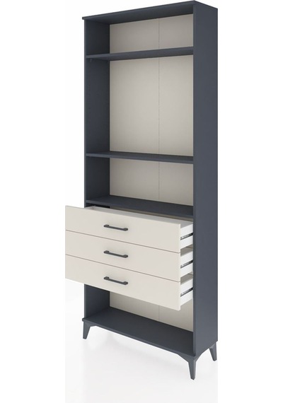Arges Dolap 3 Raflı 3 Çekmeceli 88x30x221 Antrasit-aytaşı Antrasit