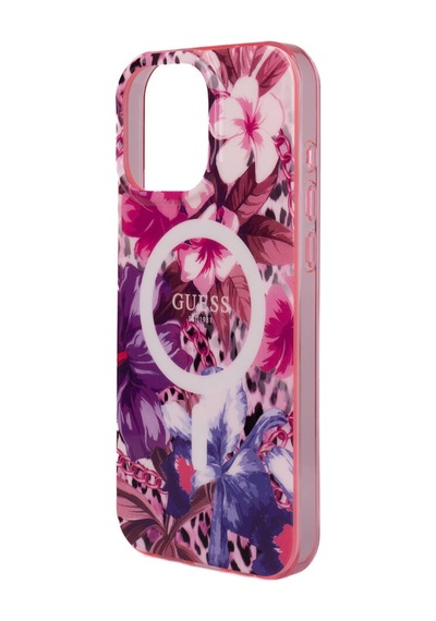 Apple iPhone 16 Pro Max Uyumlu Kılıf Guess Lisanslı Magsafe Özellikli Iml Baskılı Jungle Ring Mor