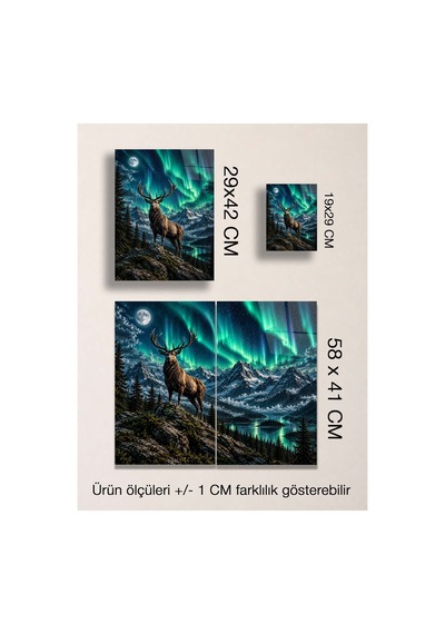 Kuzey Işıkları Geyik Metal Tablo - Dekoratif Duvar Tablosu 29 X 41 Cm Çok Renkli - 929733095 Çok Renkli - 929733095 Çok Renkli