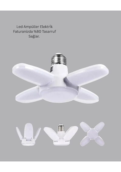 Muratech Enerji Tasarruflu Led Ampül 60 Watt 4 Kollu Beyaz Işık