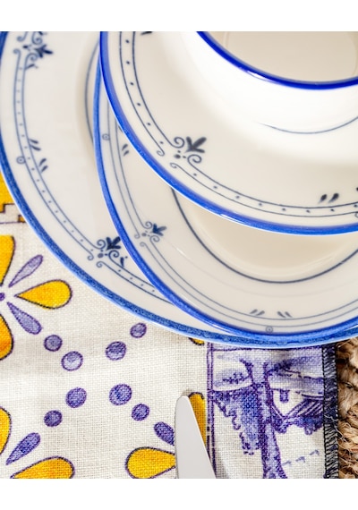 Madame Coco Oiseau 2 Kişilik 10 Parça İkram Yemek Seti - Mavi/beyaz 8684427282304 Çok Renkli