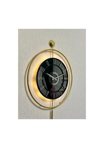 Pey Aksesuar Metal Camlı Duvar Saati 50 X 70 Cm Orta Boy Işıklı Gerçek Cam M51-gold-füme-siyah-gümüş M51-gold-füme-siyah-gümüş