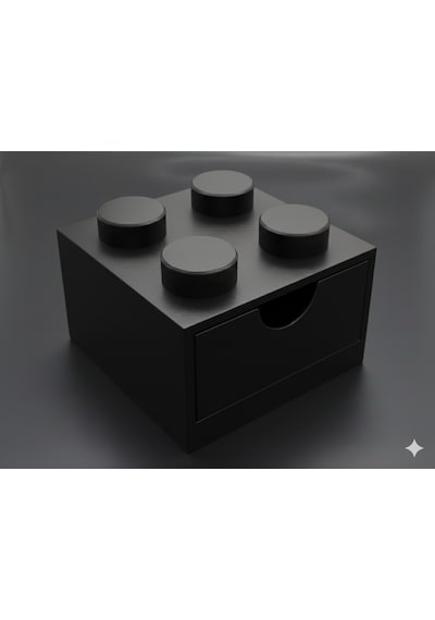 Lego Tasarımlı Mini Çekmece 2x2 Masaüstü Düzenleyici Dekoratif Saklama Kutusu Siyah